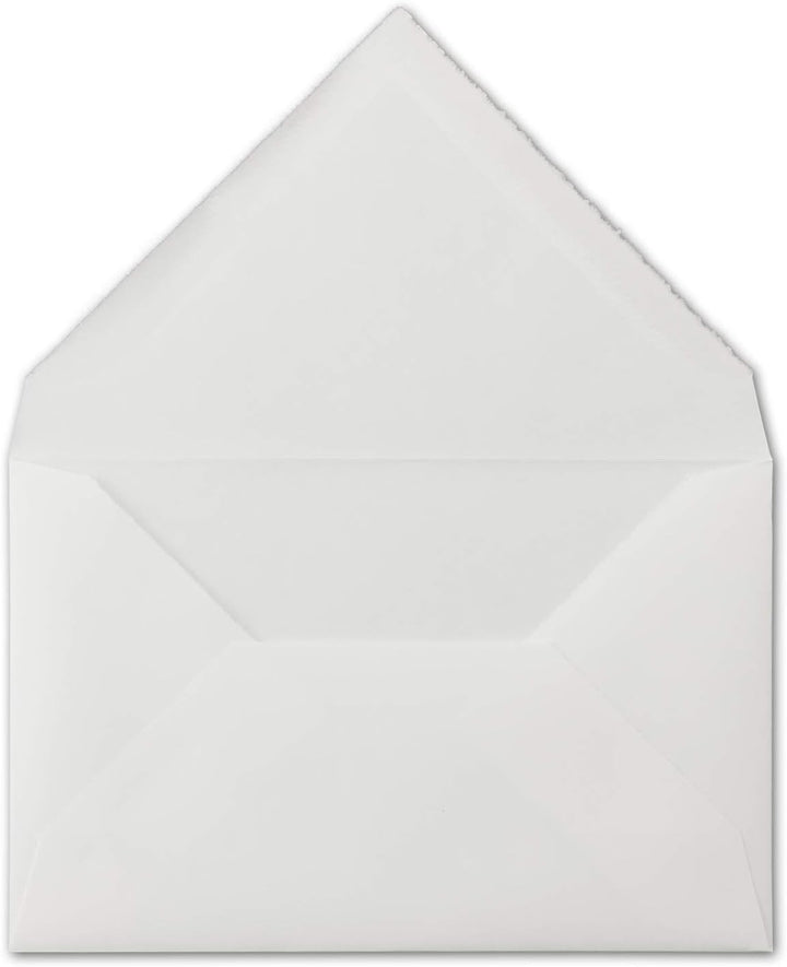 50 Stück C6 Vintage Brief-Umschläge, Büttenpapier, 11,4 x 16,2 cm, Weiss halbmatt gerippt hochwertig