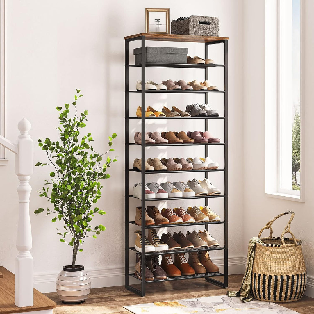 HOOBRO Schuhregal mit 10 Ebenen, Schuhschrank hoch, 60cm Schuhablage schmal, Schuhaufbewahrung, für