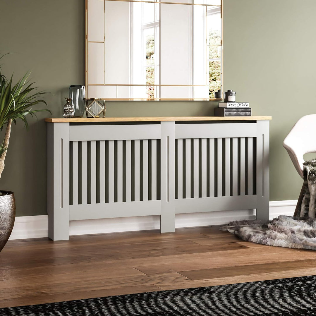Vida Designs Arlington Heizkörperabdeckung Olive Grey - Extra Gross - Modern Shaker Style Vertical S