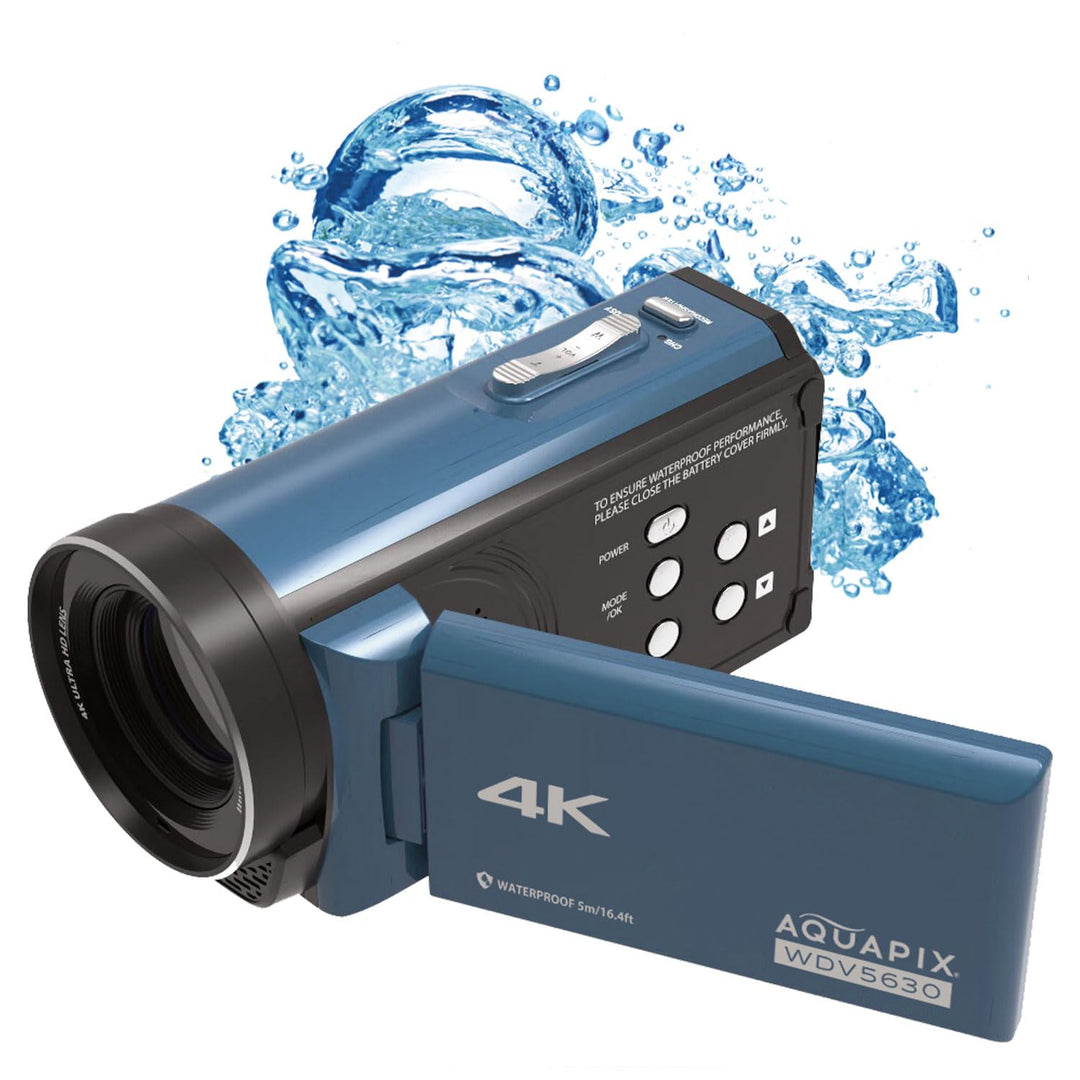 Aquapix WDV5630 Unterwasser-Camcorder, Echtes 4K-Video, Bis zu 56MP, 18x Digital-Zoom, 3" Display, B