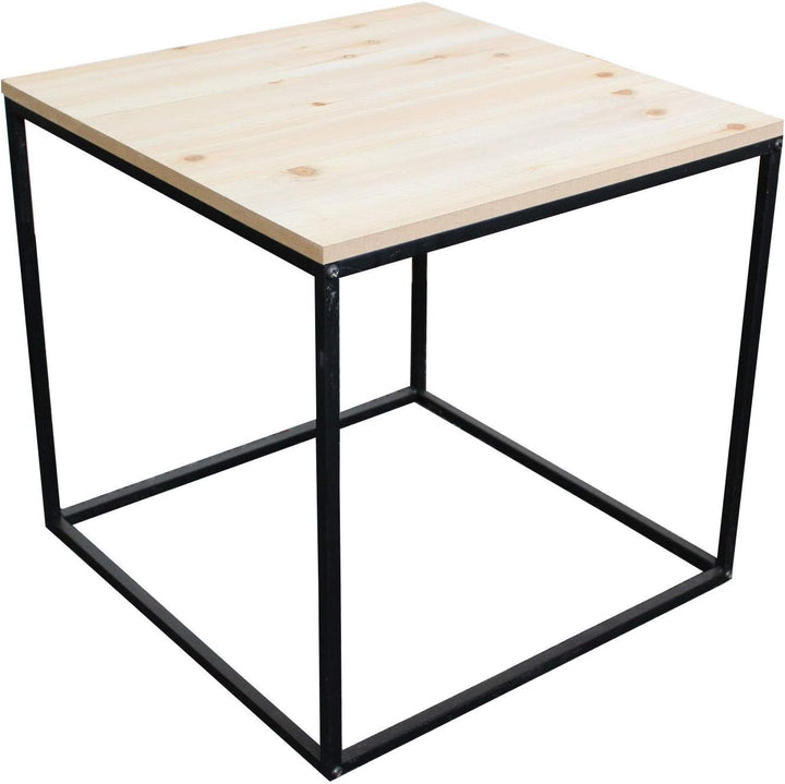 Spetebo Metall Beistelltisch mit Holz Tischplatte - 45x45x42 cm - Couchtisch Sofatisch Tisch ca. 45