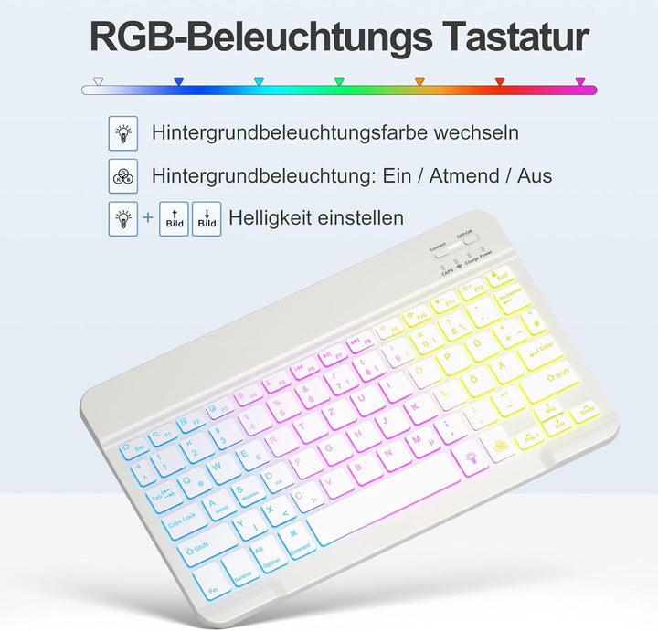 drivego Tastatur Hülle mit Maus for iPad A16 11/10 Generation (11/10.9 Zoll 2025/2022), Bluetooth Ma
