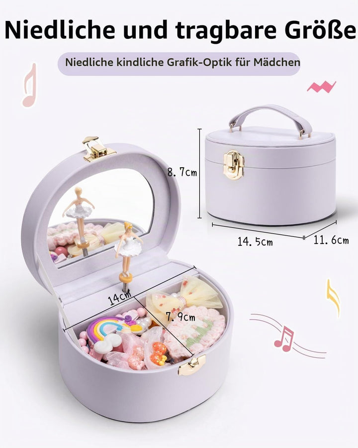VLANDO Schmuckkästchen Mädchen,Schmuckkasten Kinder mit Drehendem Ballerina | Spielzeug Geschenk 4 5