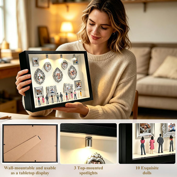 DIY Mini Museum Bilderrahmen, DIY Mini Museum Silhouette Box mit LED Licht Silber, Silber