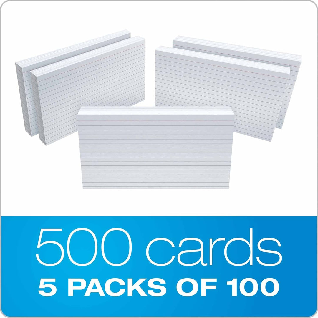 Oxford 51EE Karteikarten, liniert, 12,7 x 20,3 cm, Weiss, 500 Karten (5 Packungen à 100 Stück) (51)