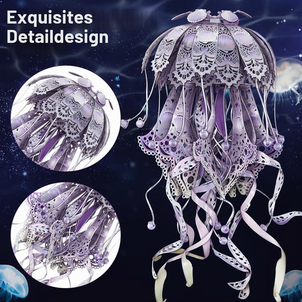 Piececool 3D Puzzle Metall Quallen, 3D Metall Puzzle Meeresbiologisches Modell für 340 Edelstahl, Ga