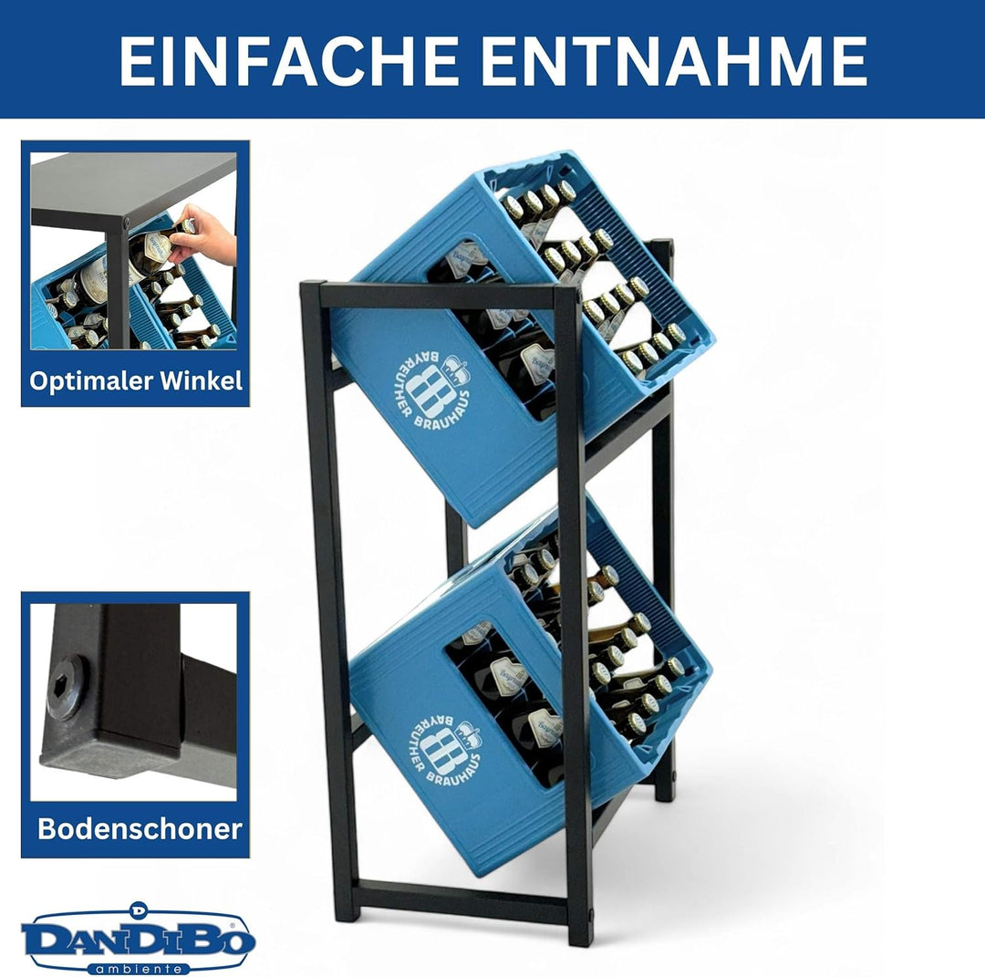 DanDiBo Getränkekistenregal 2 Kisten Schmal Metall Stehend 96475 Getränkekistenhalter 47 cm Getränke