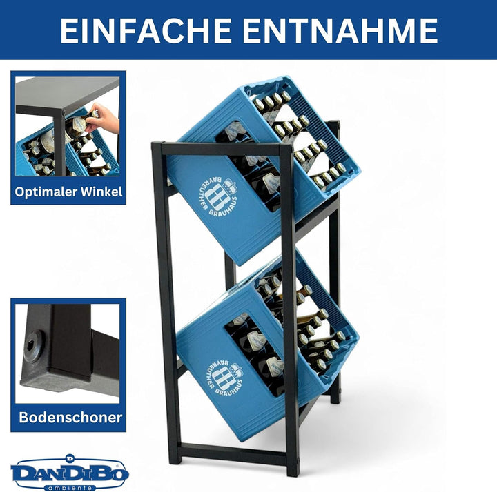 DanDiBo Getränkekistenregal 2 Kisten Schmal Metall Stehend 96475 Getränkekistenhalter 47 cm Getränke