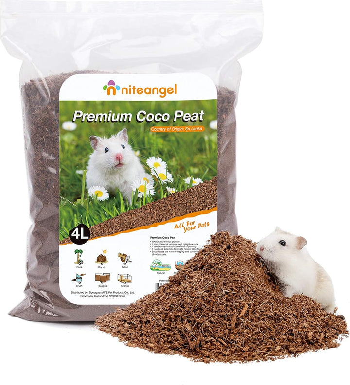 Niteangel Natürliches Kokosnuss-Hamster-Einstreu und Haustierstreu für Zwerghamster, Gerbils, Mäuse,