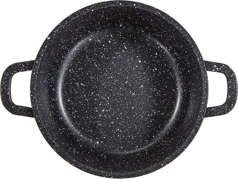 Kamberg – 0008032 – Kochtopf 24 cm – Aluminiumguss – Beschichtung in Steinoptik – Mit Glasdeckel – F