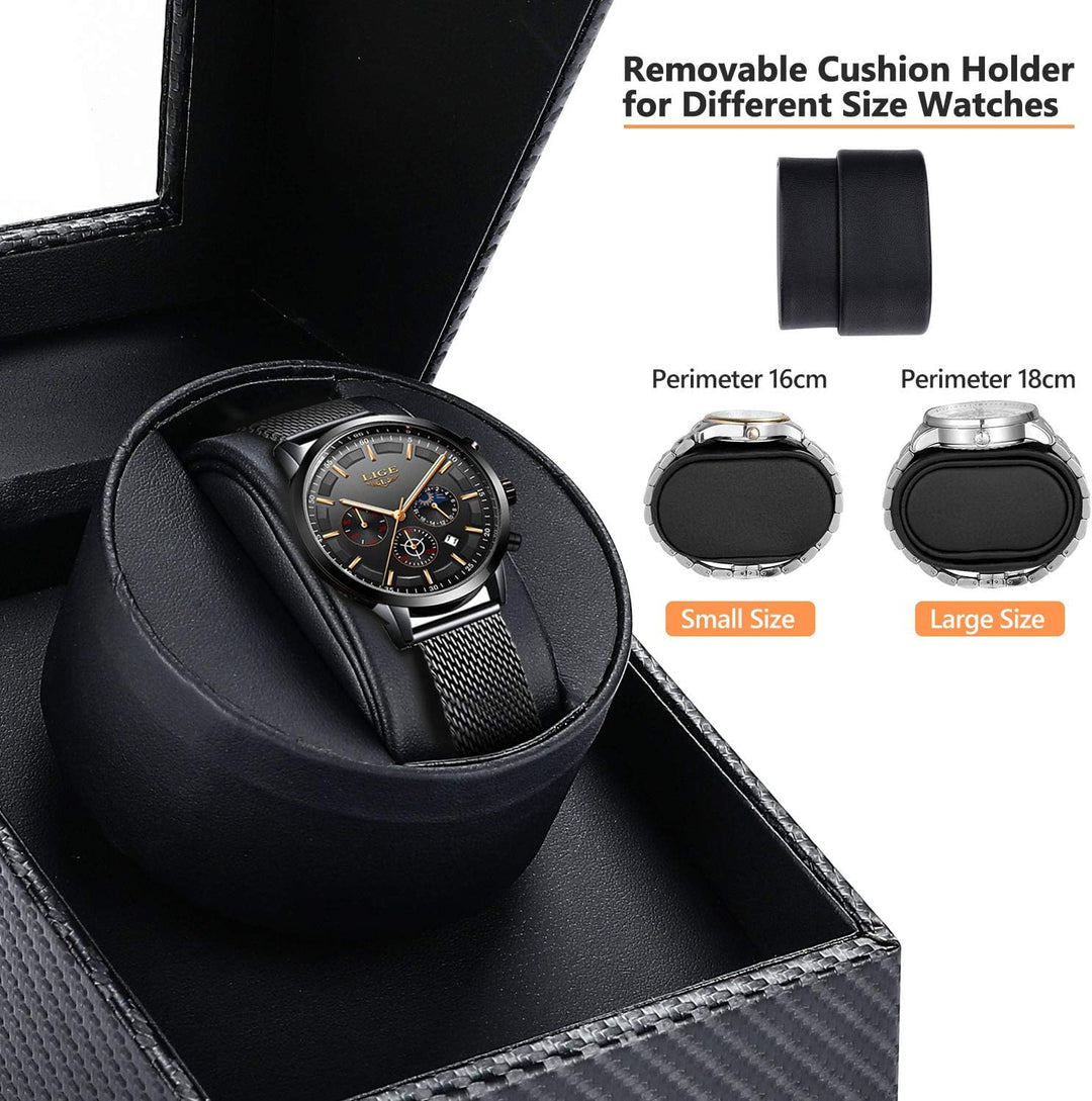 Gifort Automatische Uhrenbeweger Box, Single Uhrenbeweger PU Leder Uhrengehäuse mit leisem Motor, Ba
