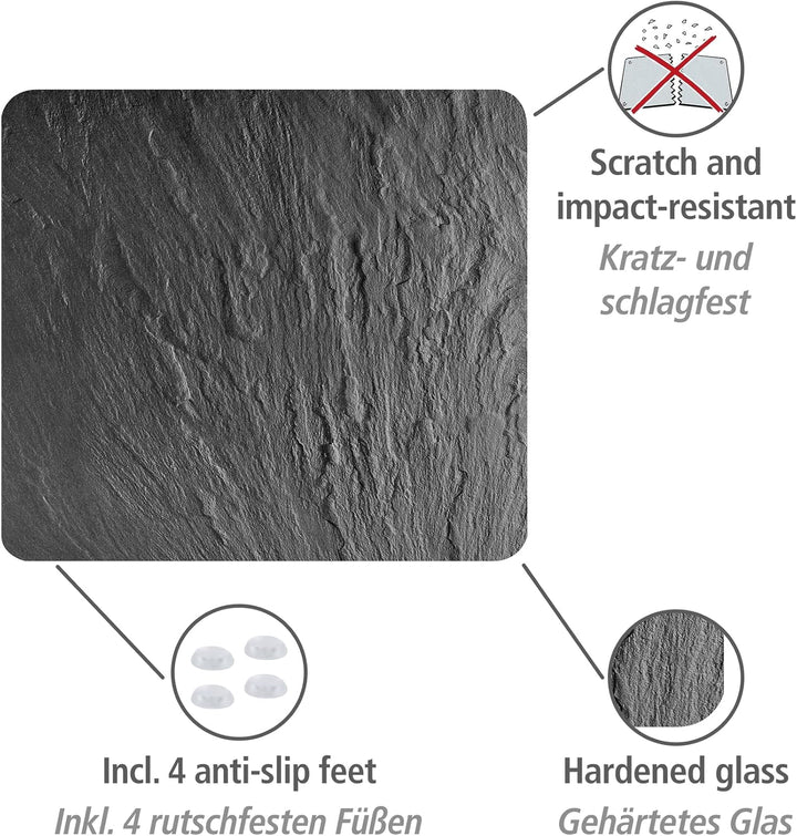 WENKO Multi-Platte Schiefer, Herdherdabdeckplatte für Glaskeramik-Kochfelder, nutzbar als Wandblende