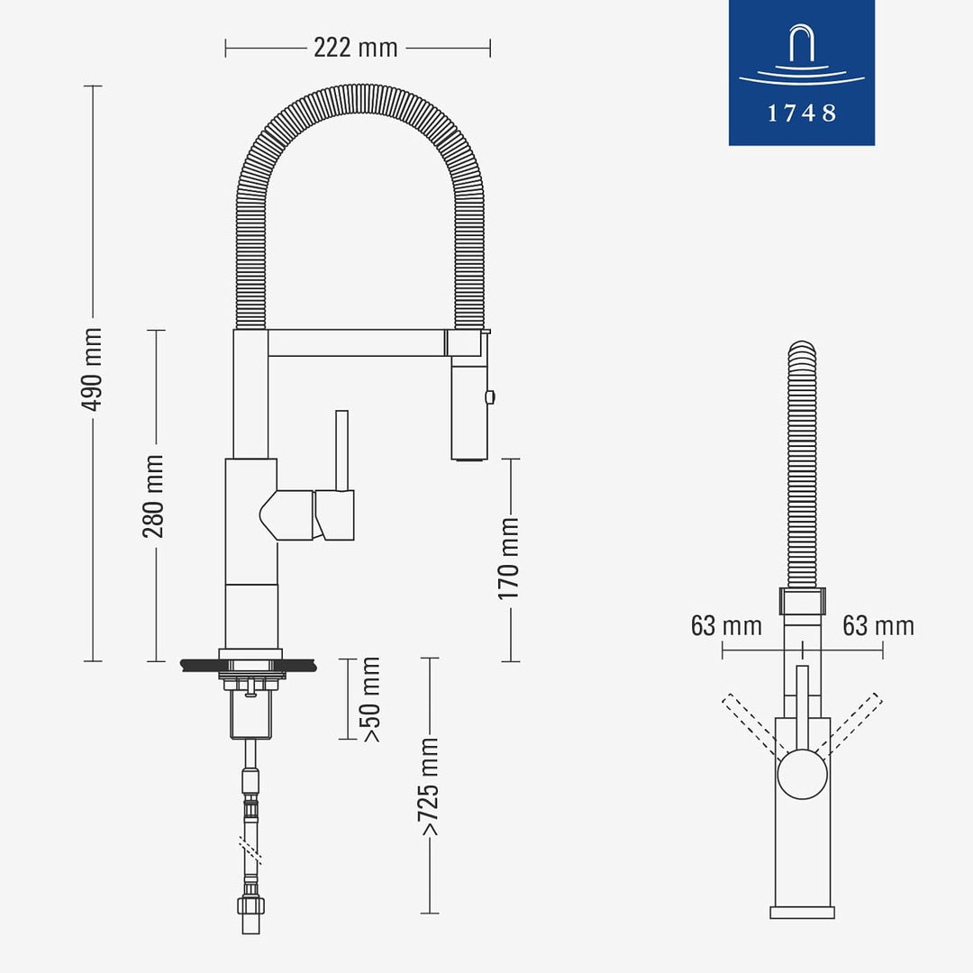 Villeroy &amp; Boch Steel Expert 2.0 | Hochdruck | Einhand-Küchenarmatur mit schwenkbarem Auslauf und Um