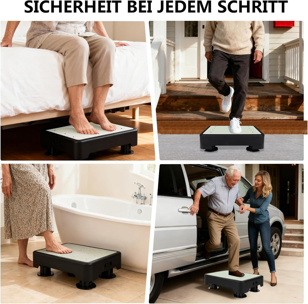 Rutschfest Halbstufe, Nachleuchtende Trittstufe, 3-stufig höhenverstellbarer, max.250 kg, Step Hocke