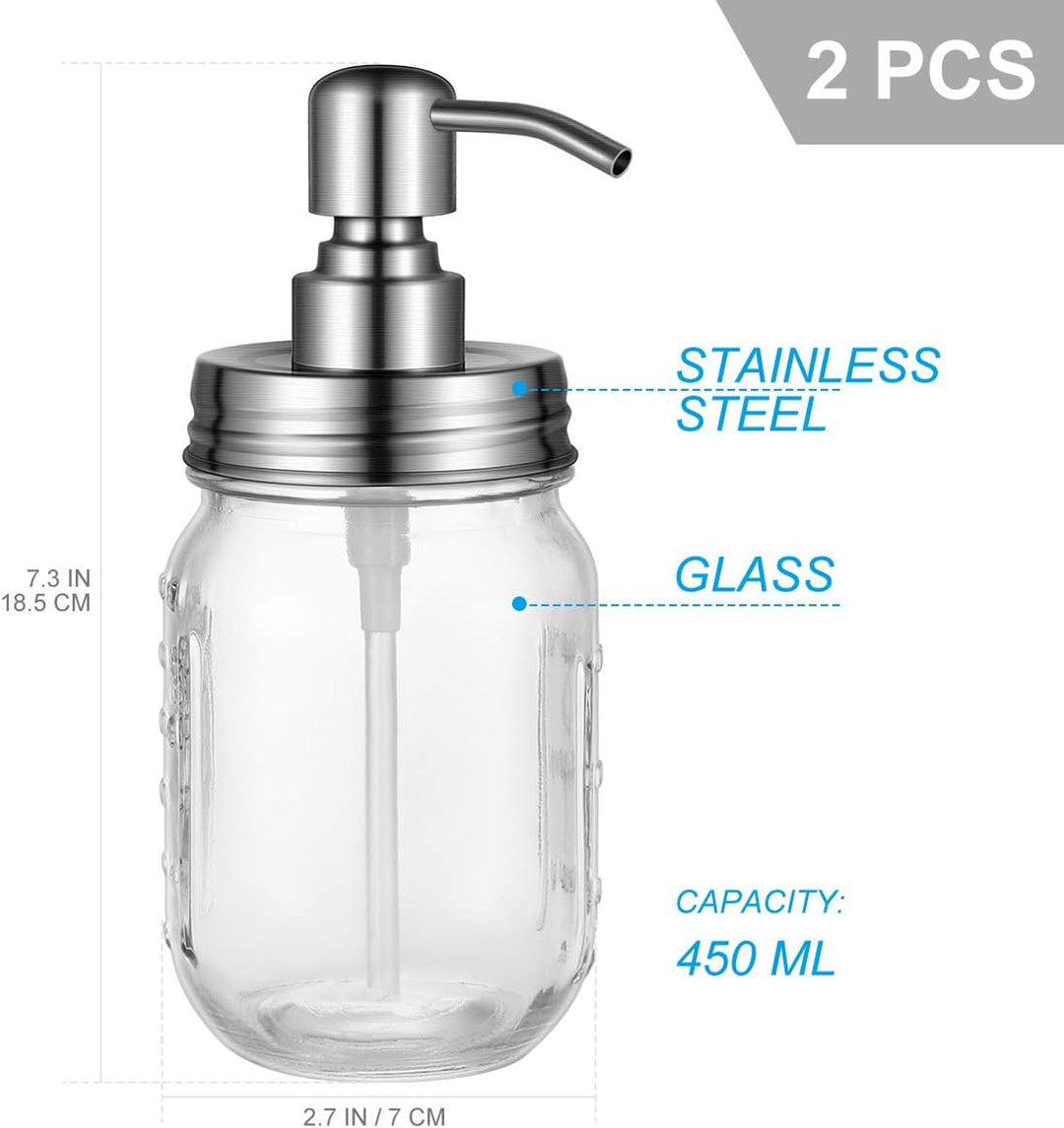 TOPBATHY Seifenspender mit Edelstahlpumpe Glas Flüssigseifen-Spender für Küche Badezimmer Shampoo Öl