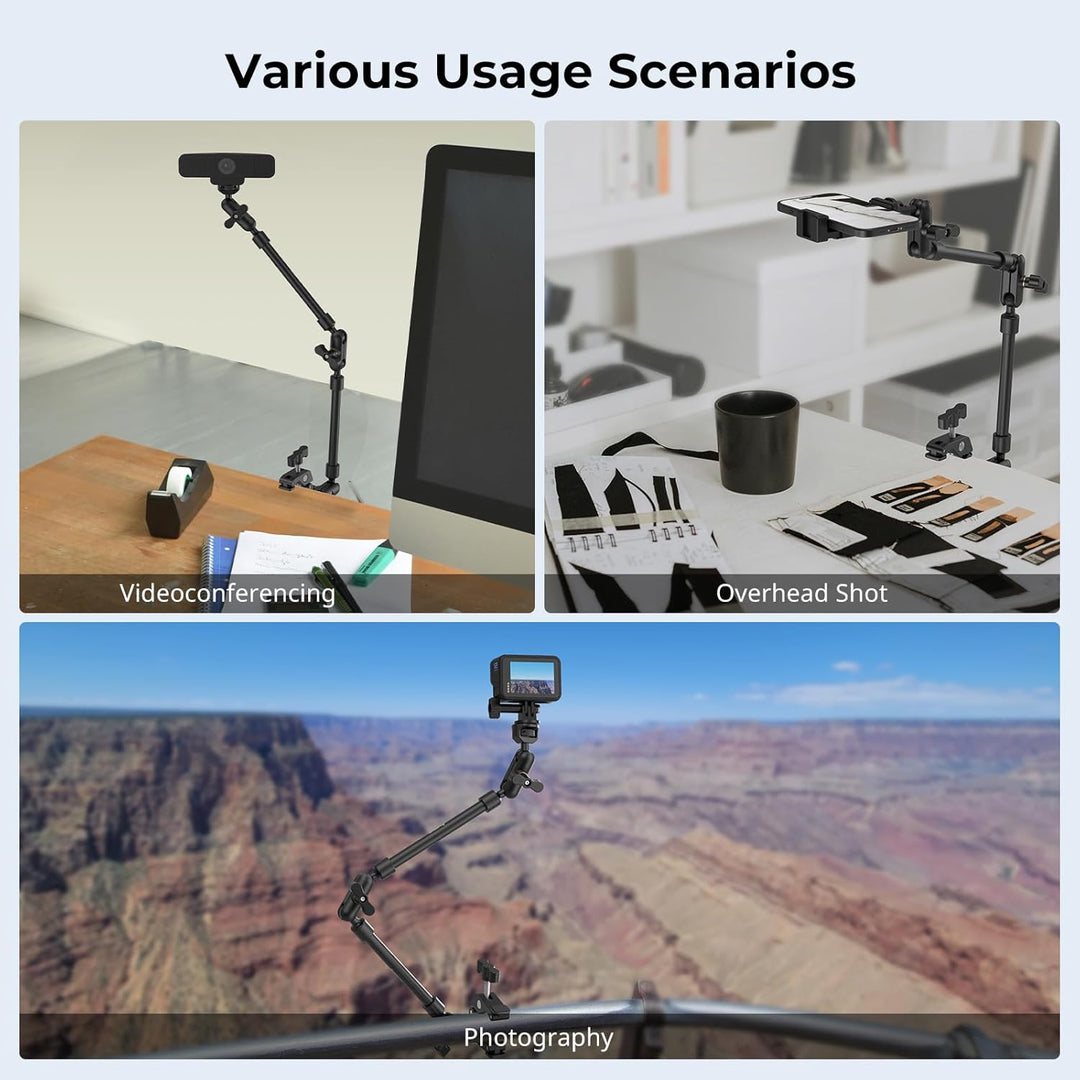 SMALLRIG 22" Magic Arm mit Klemme, Flexible Camera Desk Mount & klemme, Überkopf Telefonhalterung, G