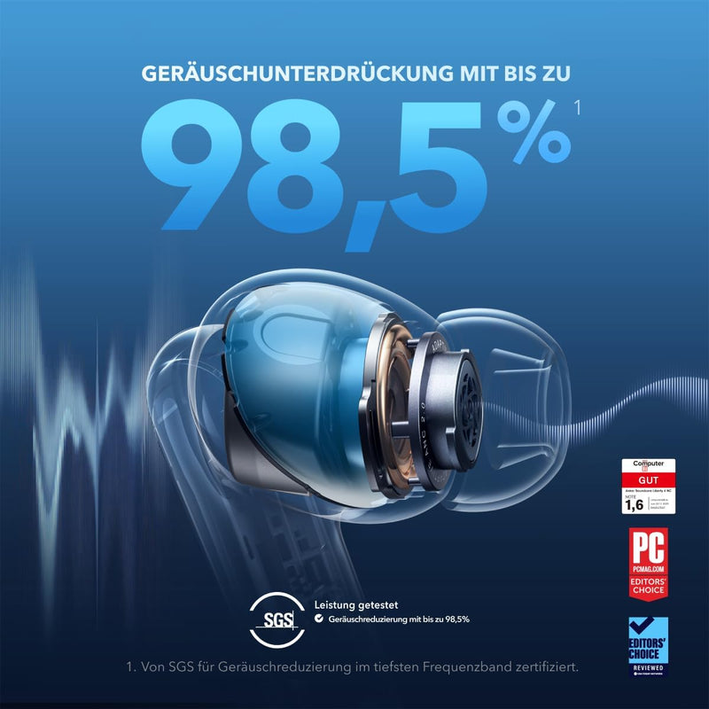 soundcore by Anker Liberty 4 NC Bluetooth-Kopfhörer mit Geräuschunterdrückung, 98,5% Noise Cancellin