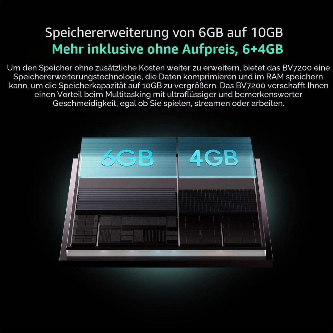 Blackview BV7200 Outdoor Handy ohne Vertrag, 50MP Dual Kamera, Helio G85 6GB+128GB, IP68 Android 12