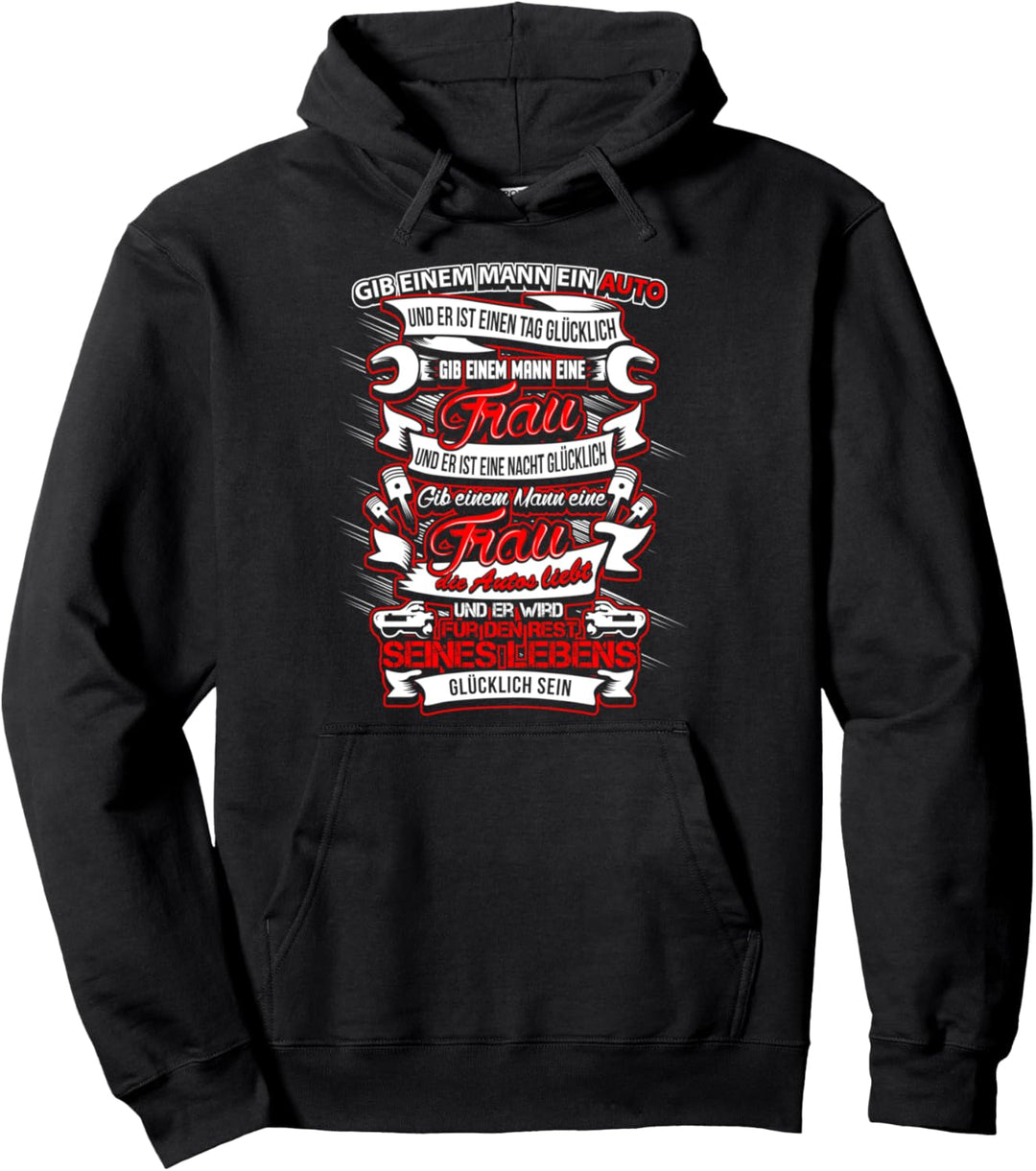 Glück = Auto-liebende Frau - Lustiges Kfz-Mechaniker Pullover Hoodie