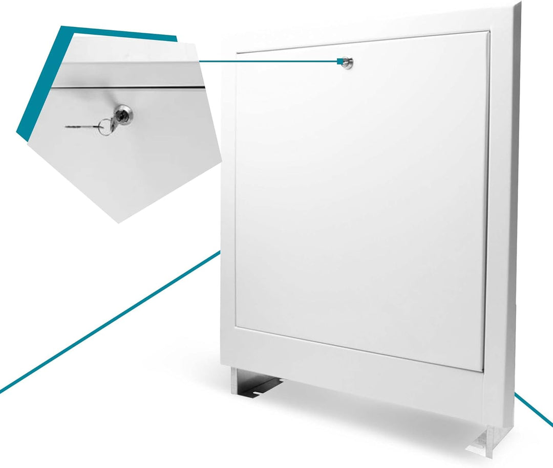 Verteilerschrank Zentrale Fussbodenheizung 4-6 Anschlüsse Einbaugehäuse aus Weiss pulverbeschichtete