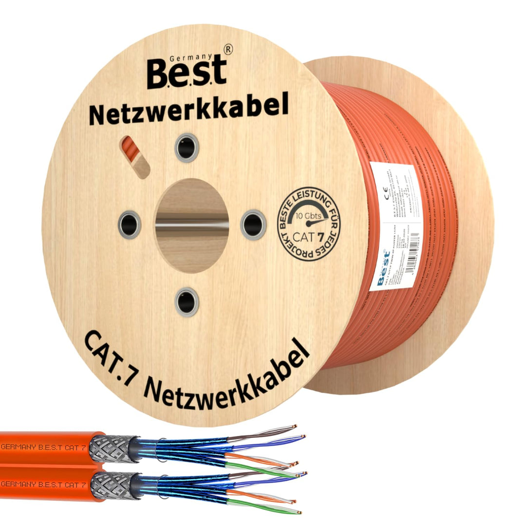 Germany B.e.s.t CAT 7 200M Duplex Netzwerkkabel Verlegekabel Kupfer LAN Kabel Ethernetkabel S/FTP 10