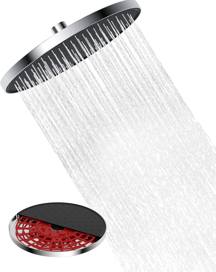 Hibbent Selbstreinigende regendusche duschkopf, Fester duschkopf regendusche 10 Zoll, Runder Regendu