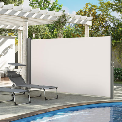 LARMNEE Alu-Seitenmarkise, ausziehbar, 160 x 400 cm, Sichtschutz, Sonnenschutz, Blickdicht, Seitenro