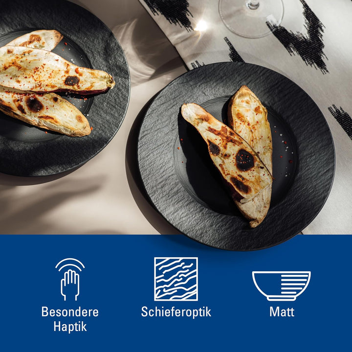 Villeroy &amp; Boch - Manufacture Rock Teller-Set, 4 tlg., Geschirr Set für 2 Personen, Premium Porzell