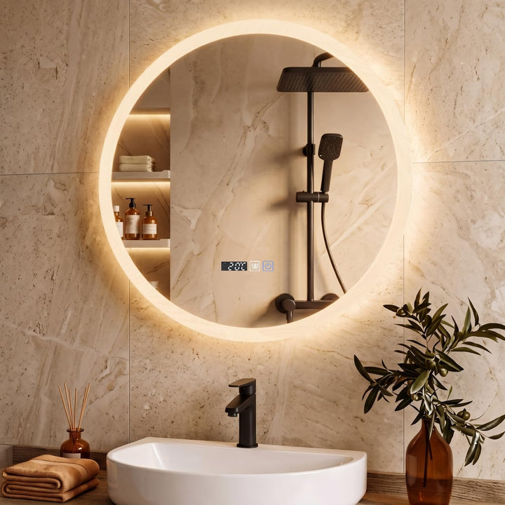 YOURLITE LED Spiegel Bad mit Beleuchtung 60cm Rund,Badspiegel mit Beleuchtung,Touch-Schalter,3 Licht