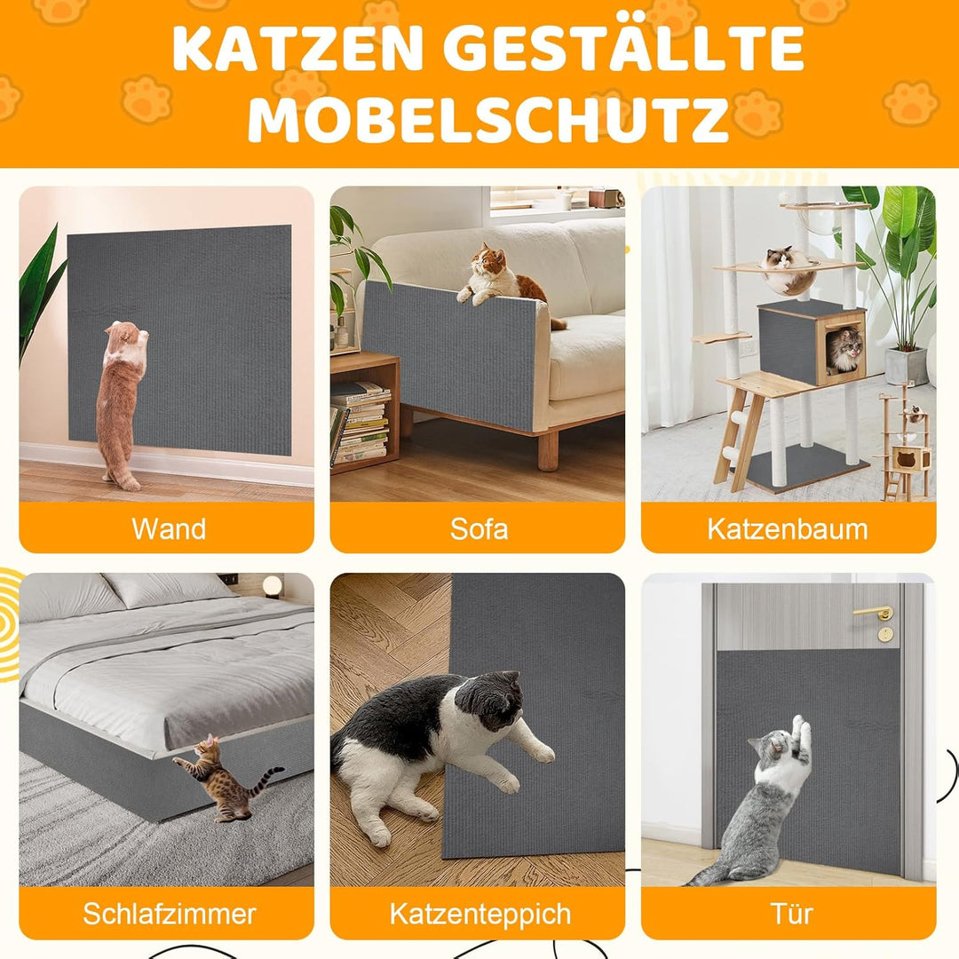 Storystore Selbstklebend Kratzmatte Katze, 40cm x 250cm Katzen Kratzmatte Kratzschutz Sofa Katze, DI
