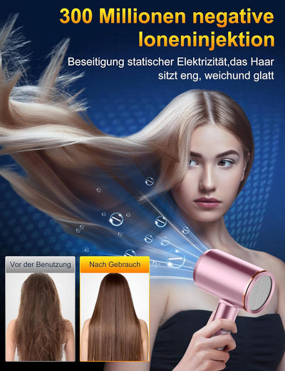 Vbrisi Föhn,Fön,2400W Klappbar Ionen Haartrockner, Schnelltrocknen Hair Dryer, Profi Reisefön mit He