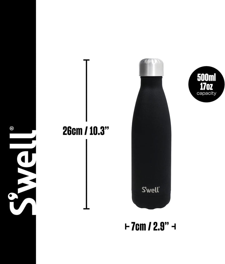 S'well Vakuumisolierte Edelstahl-Wasserflasche, 500 ml, Onyx 500ml Onyx, 500ml Onyx