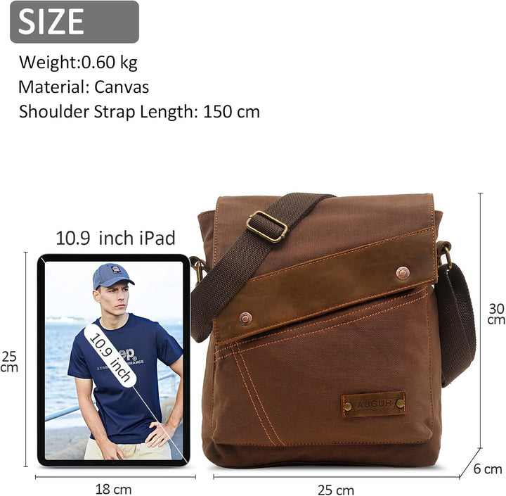 DORRISO Herren Umhängetasche Mode Leinwand Schultertasche Reise Schultertaschen Leicht Kuriertasche