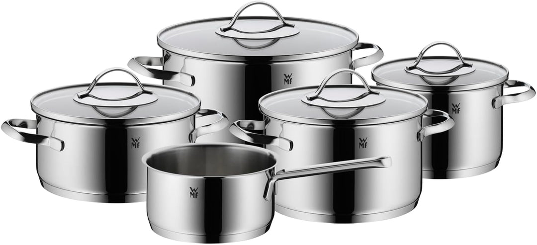 WMF Aparto Topfset 5-teilig mit Glasdeckel, Induktions Töpfe Set unbeschichtet & Permadur Inspire Br
