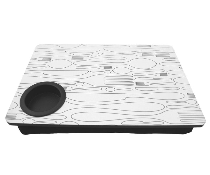 PrimoLiving Knietablett mit Tassenhalterung - 41 x 28,2 x 7,5 cm – Tablett als Laptopunterlage – Sof