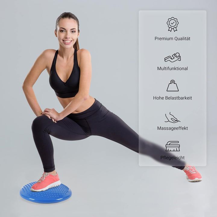 MSPORTS Ballsitzkissen inkl. Pumpe und Übungsposter | ca. 32 cm Durchmesser mit Noppenoberfläche - i