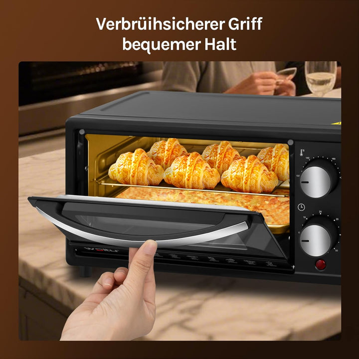 WOLTU Minibackofen 12 Liter, 800 Watt Toasterofen | Pizzaofen | Backblech mit Timer Mini Backofen fü