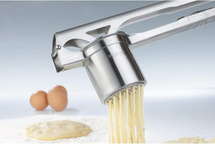 Gefu 13100 Edelstahl Kartoffel- und Spätzle-Presse Tri Star - Küchenhelfer mit 3 Lochscheiben -