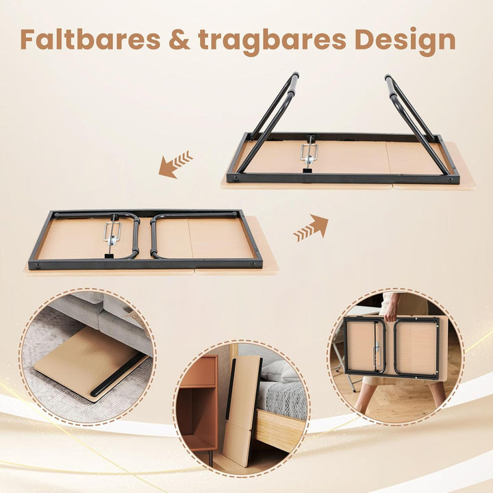 COSTWAY Laptoptisch klappbar, 4-Fach höhenverstellbar, Betttisch Notebooktisch faltbar, Betttablett