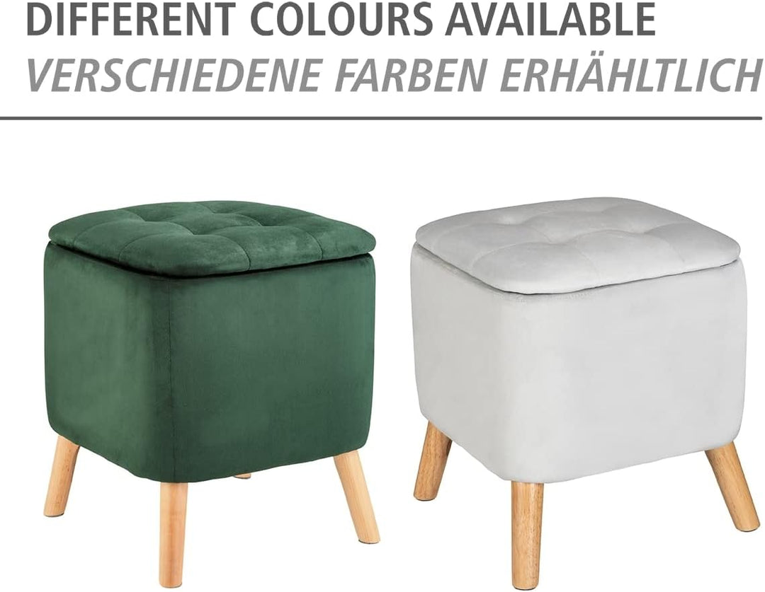 WENKO Hocker mit Stauraum grün [Edles Design] Sitzhocker mit Stauraum - Fusshocker mit stabilen Holz