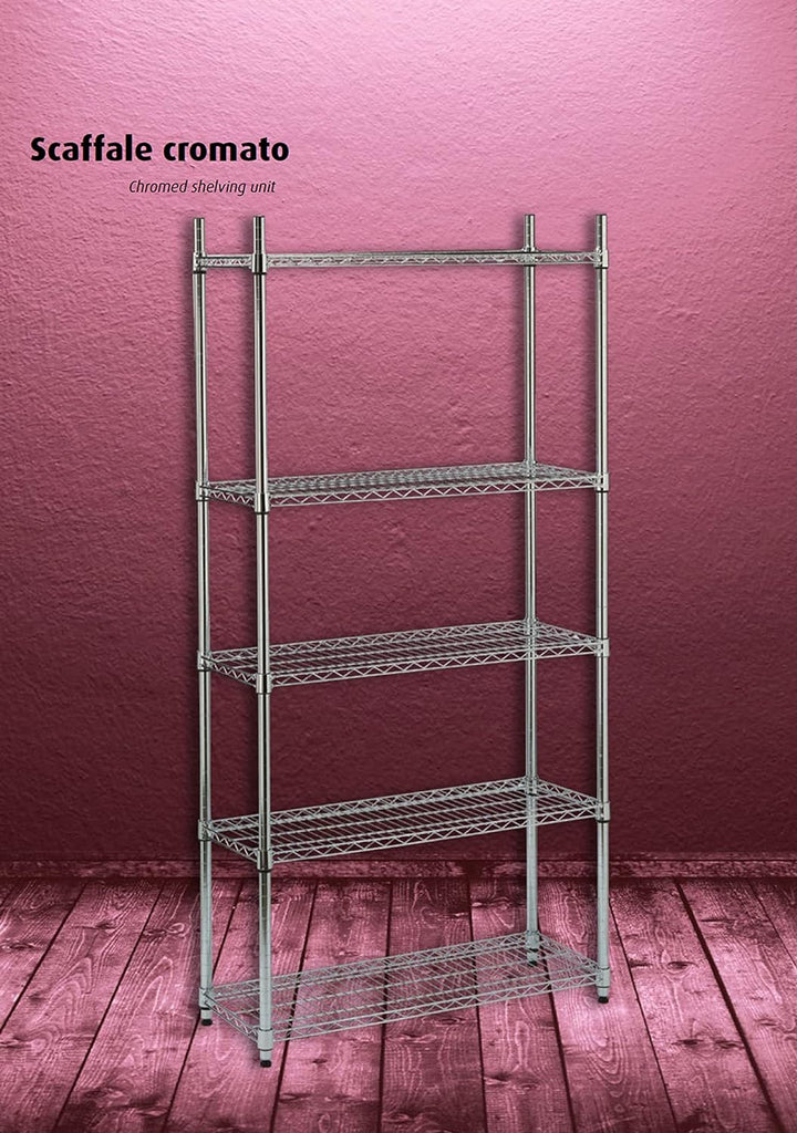 King Home S1775001 Regal verchromt, drei Etagen, silber, 60 x 35 x 90 cm