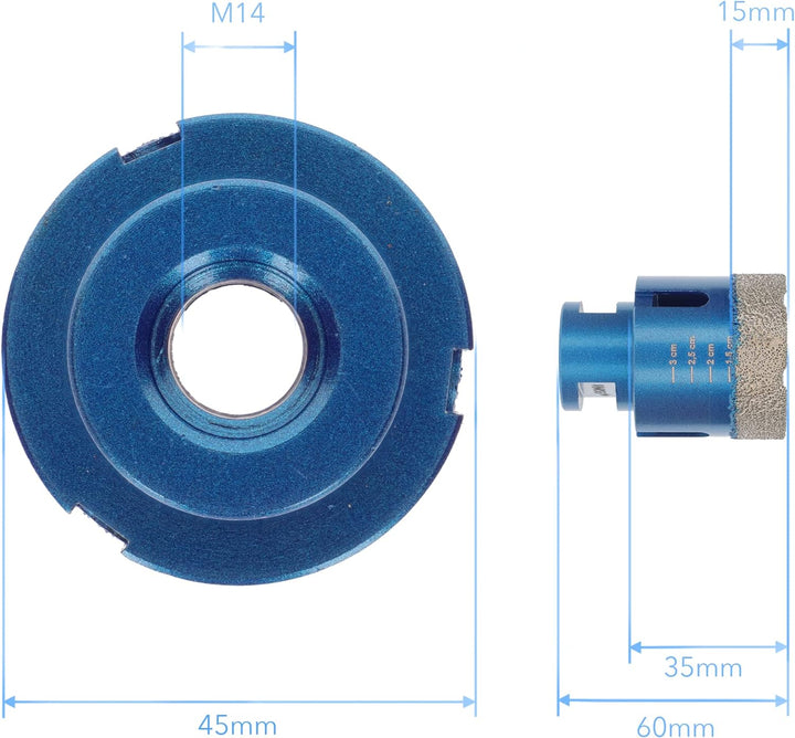 PRODIAMANT Diamant Fliesenbohrer 45 mm x M14 Fliese, Feinsteinzeug, Keramik für Winkelschleifer Prem