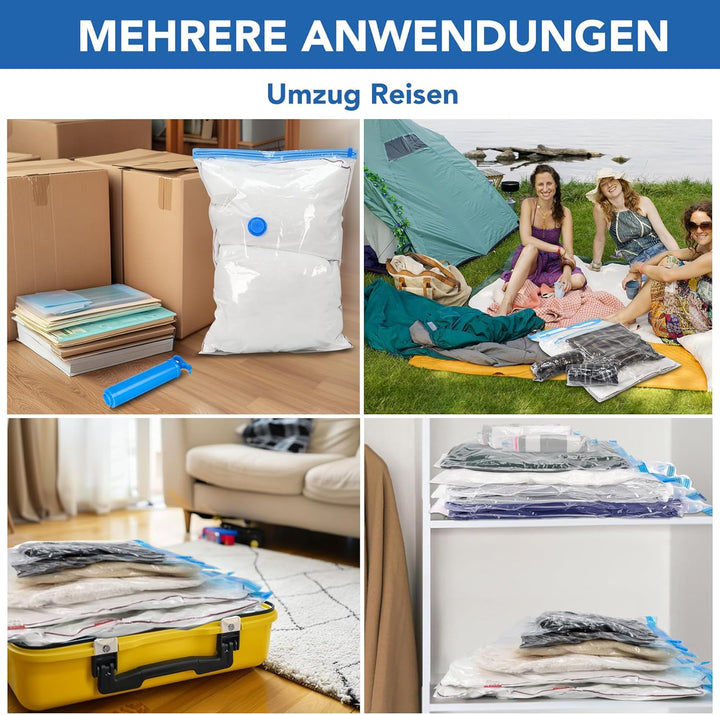 SKERITO Vakuumbeutel für kleidung 8 Jumbo, 100x80cm Aufbewahrungsbeutel, Reise Vakuum Wiederverwendb