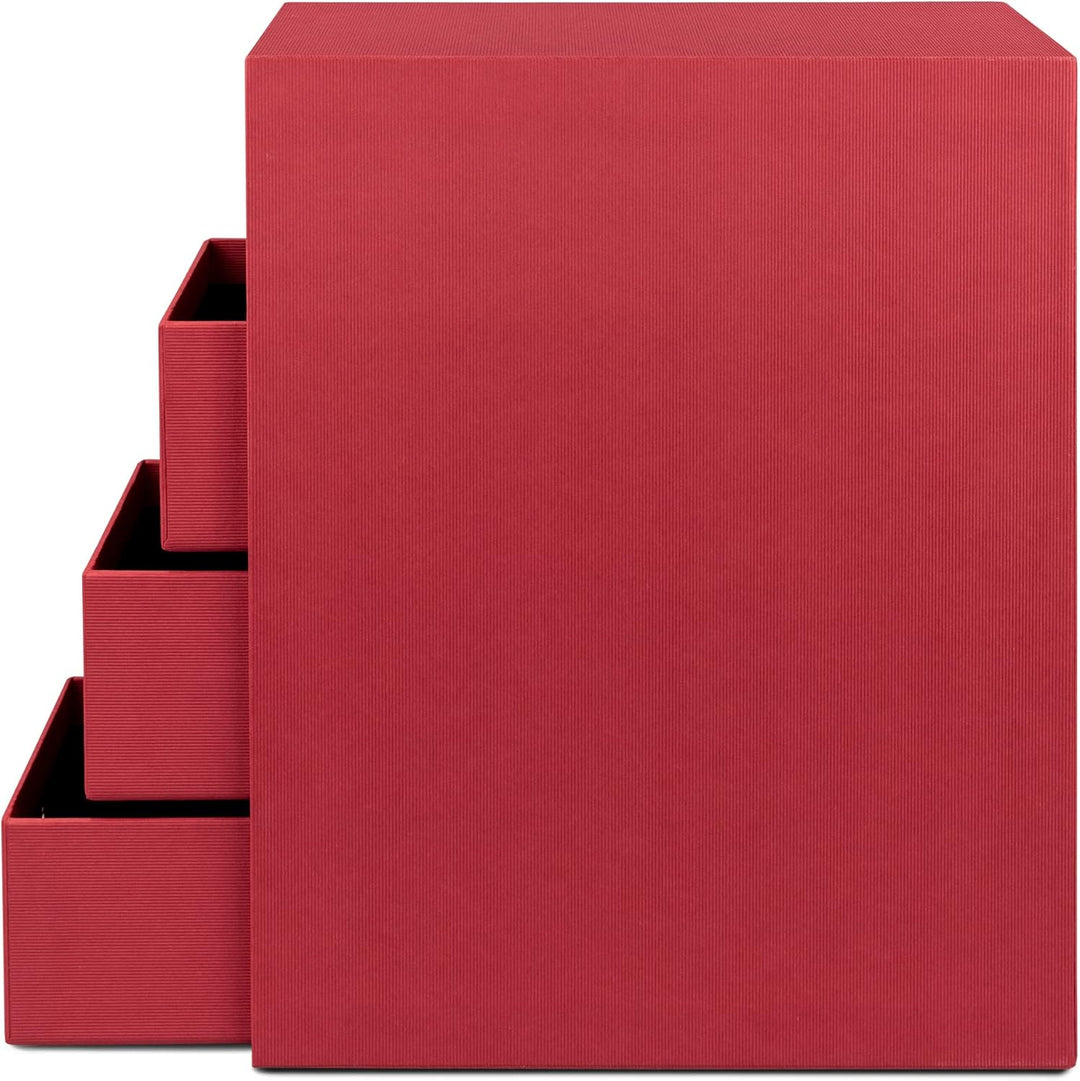 Rössler 1524452364 - S.O.H.O. 4er Schubladenbox für DIN A5, mit Griffloch, Rot, 250 x 175 x 320 mm,