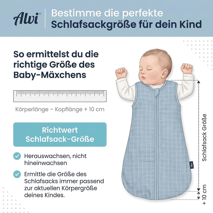 Kinderhaus Blaubär Alvi Babyschlafsack & Windel Blaubaer | Sommerschlafsack atmungsaktiv | Leichter