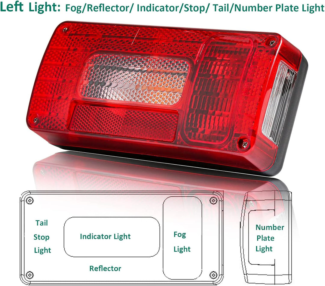DARKGUARD Rückleuchten Satz Anhänger 12v,mit E4 Prüfzeichen,7Funktion 2pcs Halogen Rücklicht Anhänge