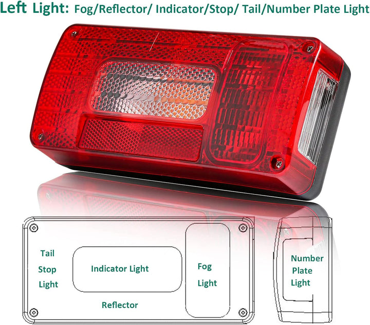 DARKGUARD Rückleuchten Satz Anhänger 12v,mit E4 Prüfzeichen,7Funktion 2pcs Halogen Rücklicht Anhänge
