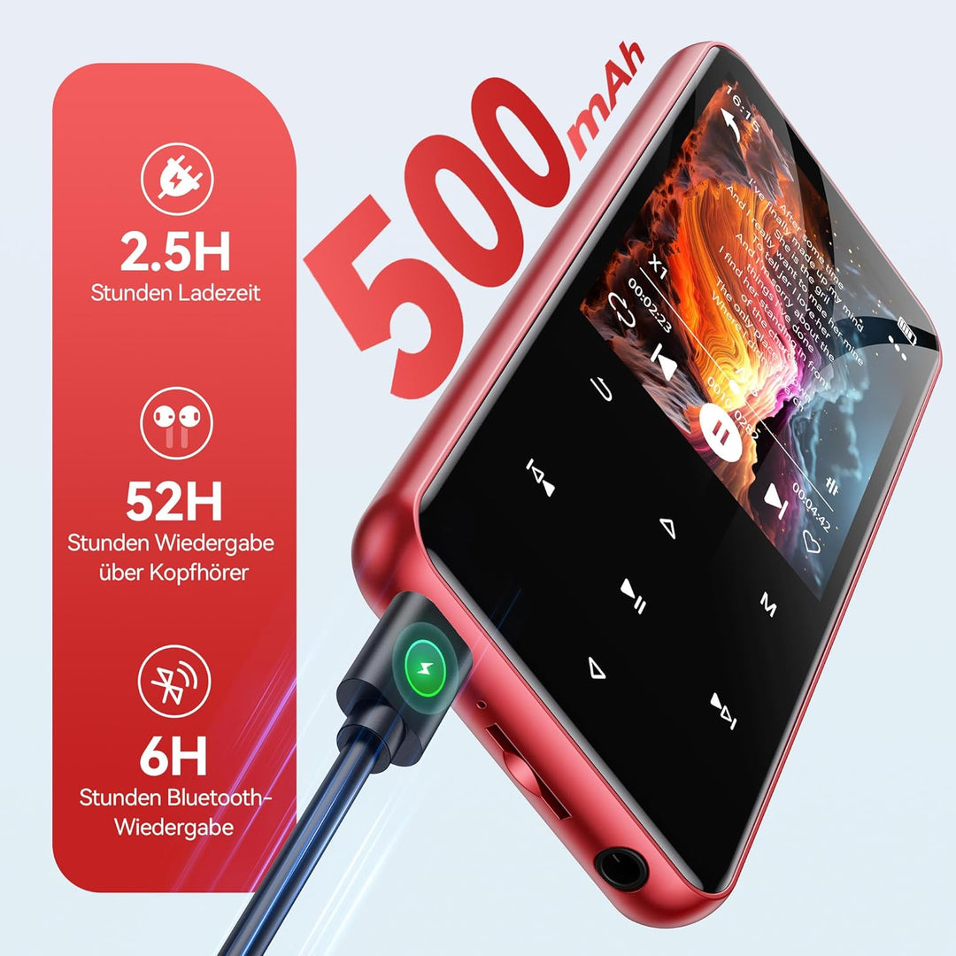 AGPTEK 2,4" MP3 Player &amp; Tasche, 64GB MP3 Player Bluetooth 5.3 HiFi Musik Kinder MP3 Player mit Laut