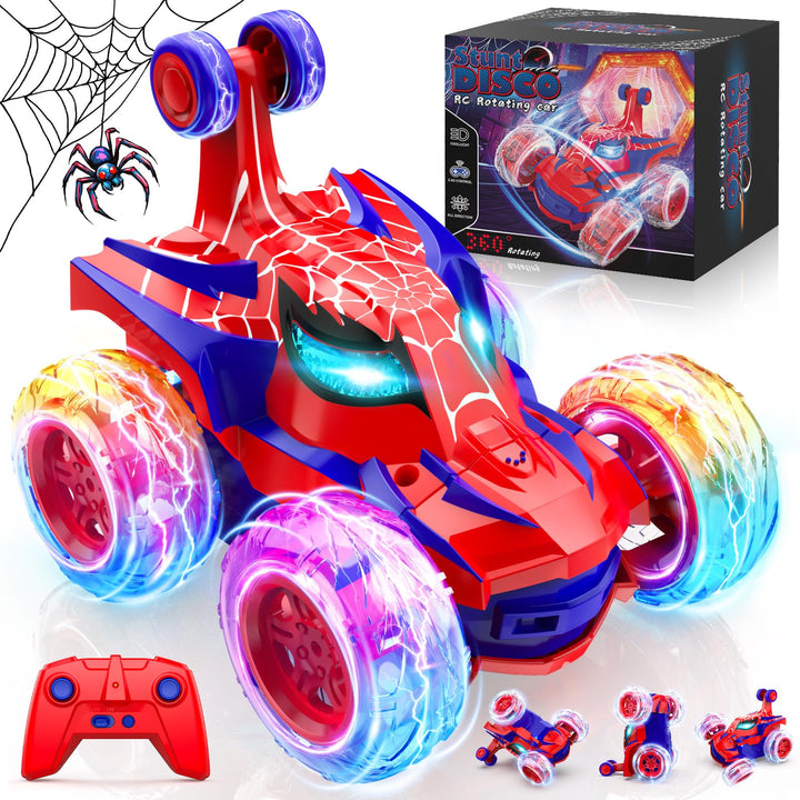 Ferngesteuertes Auto Kinder Spielzeug ab 3 4 5 6 7 8 9 Jahre Junge Mädchen, 2.4Ghz Stunt Spider Auto