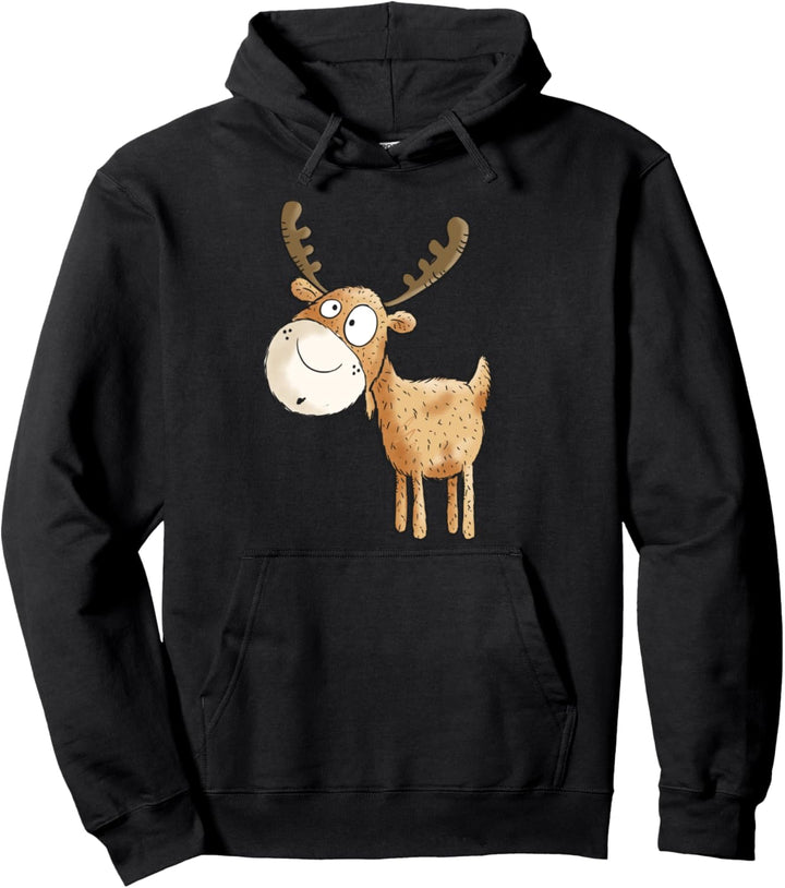 Kleiner Elch I Hirsch Rentier Waldtier Tiermotiv Pullover Hoodie